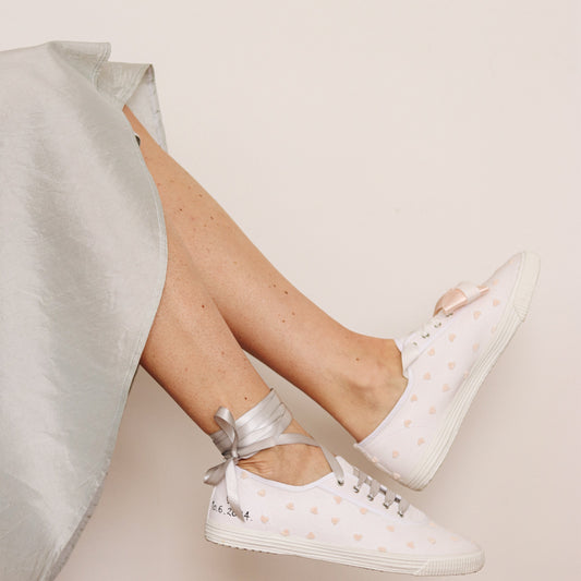 Tenisice za vjenčanje  "PINK HEARTS long laces”