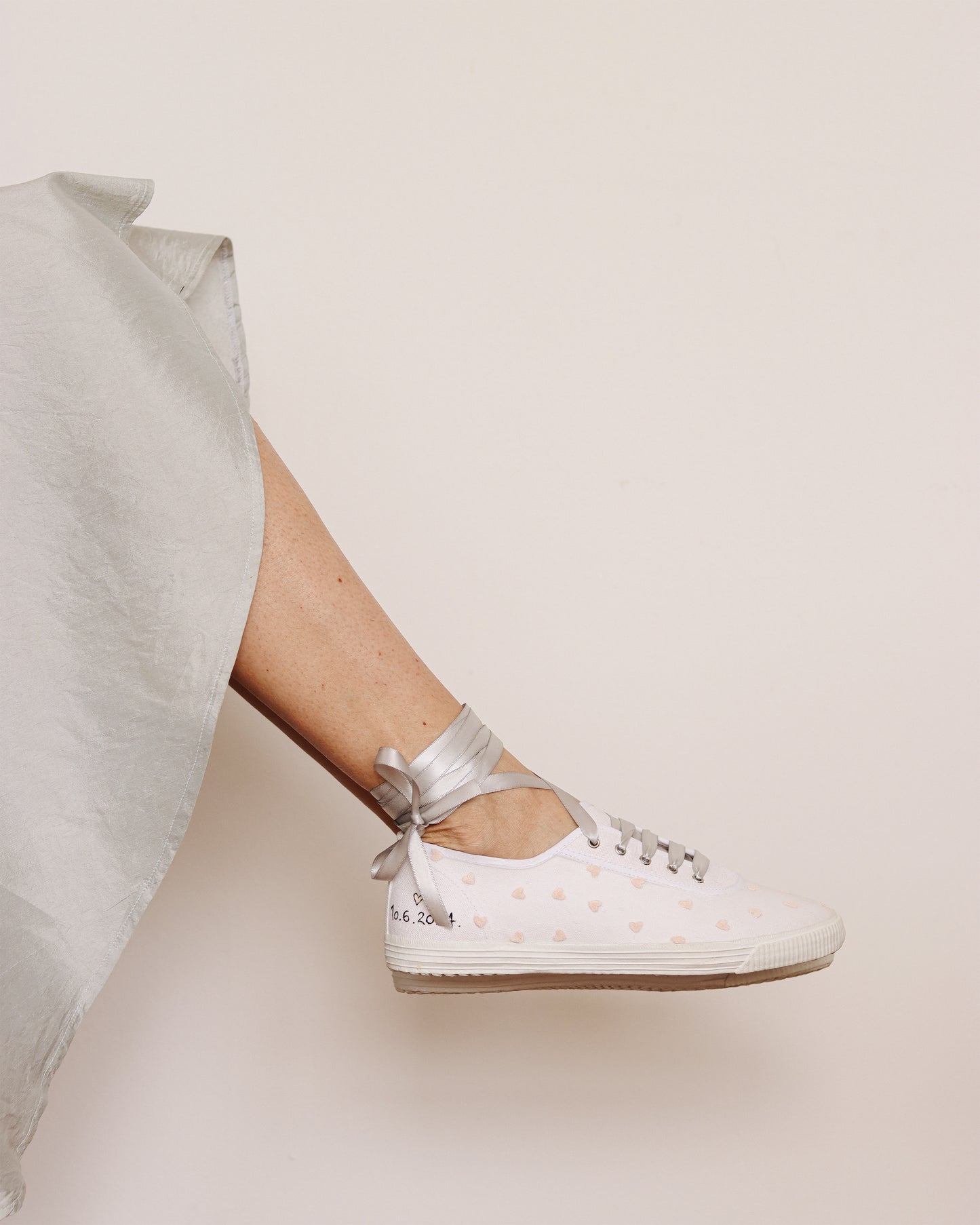 Tenisice za vjenčanje  "PINK HEARTS long laces”