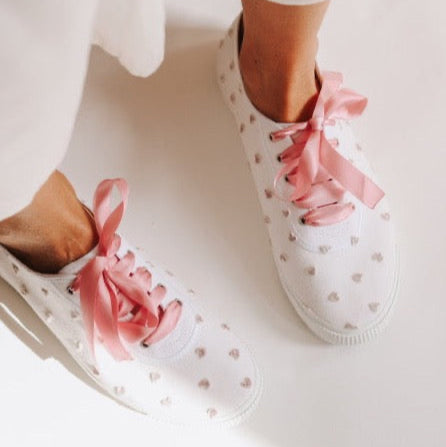 Vjenčane tenisice "PINK GLITTER HEARTS"