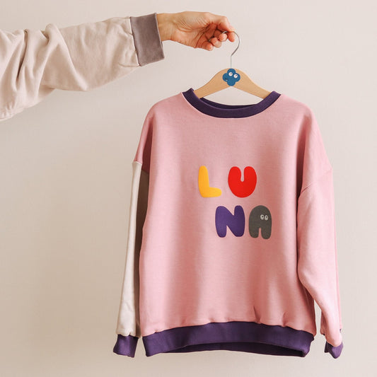 Grey Pink - personalised kids sweatshirt