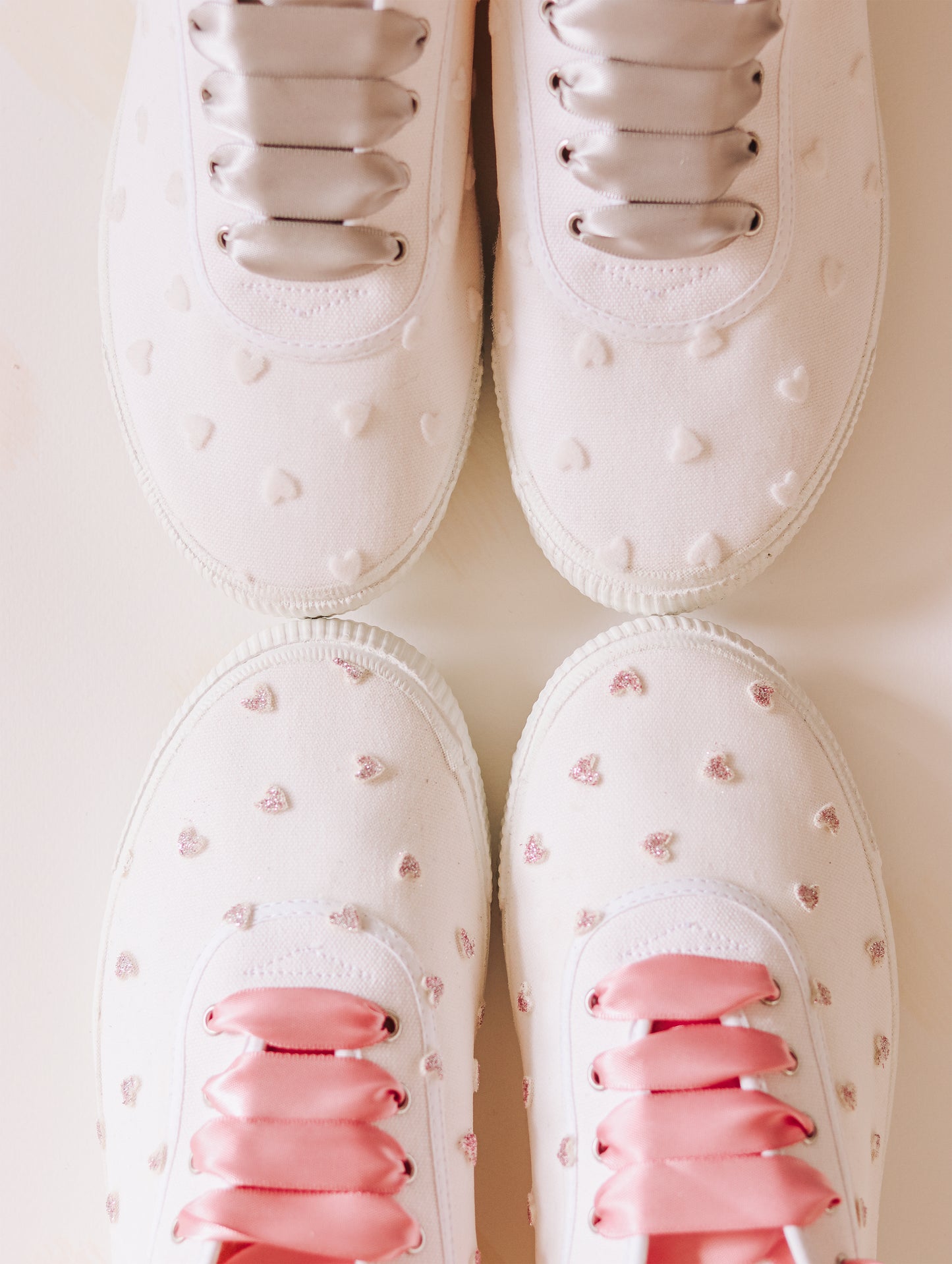 SHUZ. custom sneakers "PINK GLITTER HEARTS"