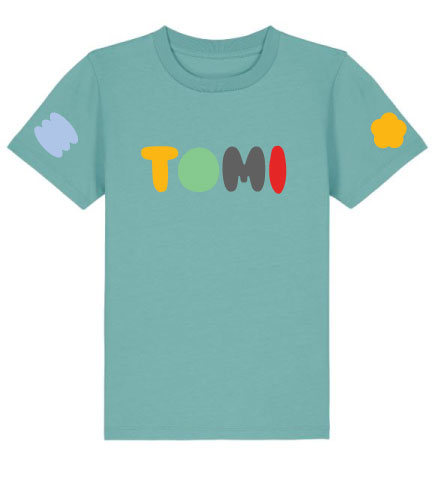 Teal Monstera personalized kids t-shirt
