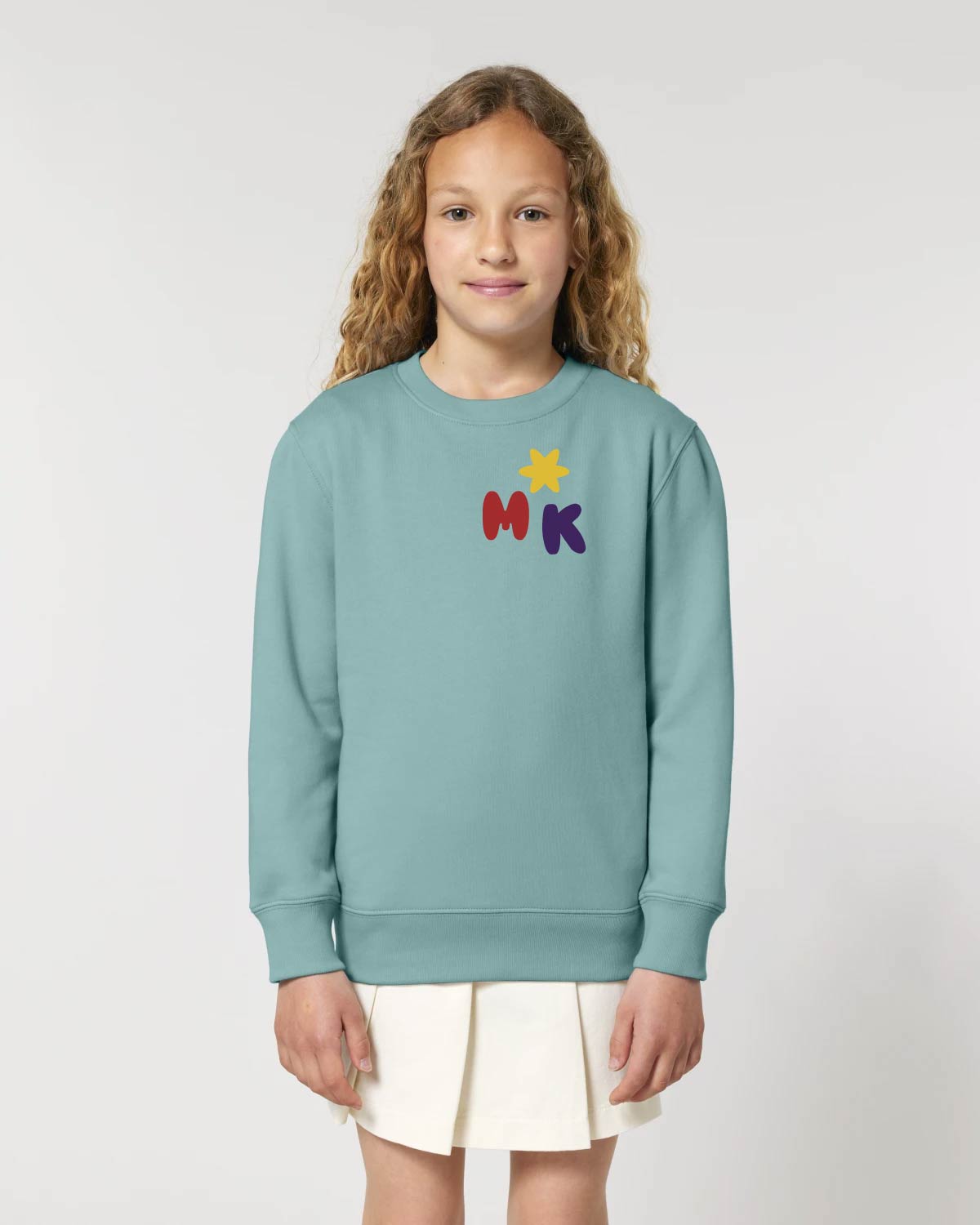 Teal Monstera kids sweatshirt