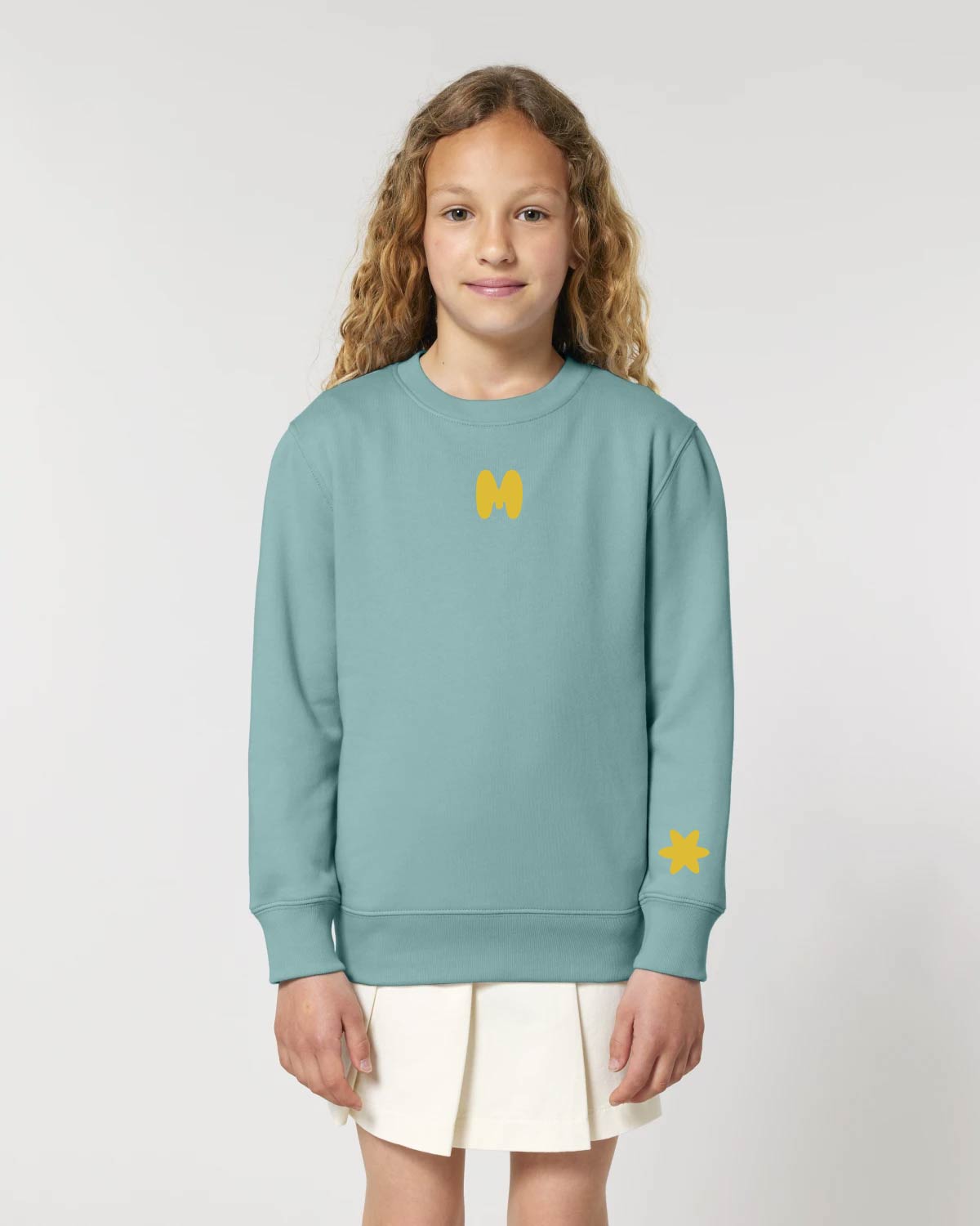 Teal Monstera kids sweatshirt